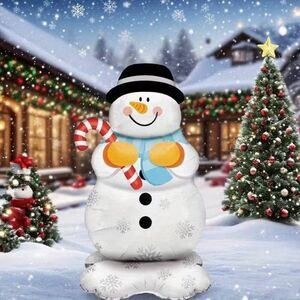 62" Self-Standing Balloon Christmas Festive Snowman with Candy Cane